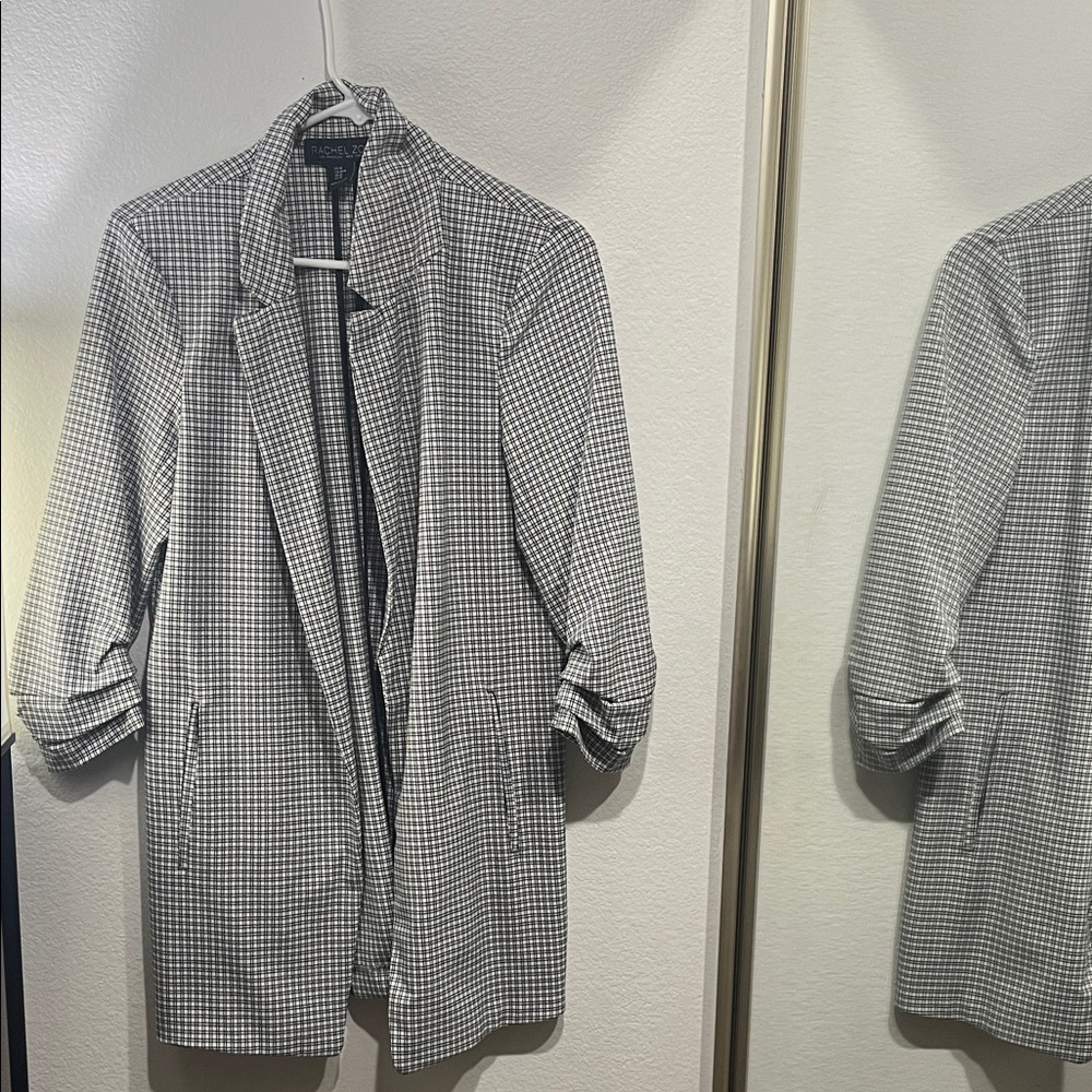 Rachel Zoe Black and Beige Checkered Blazer